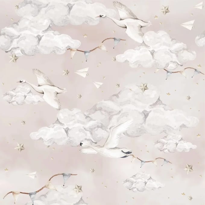 Baby behang Dekornik Magic Swans