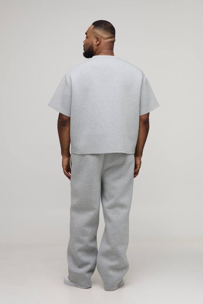 Plus Oversized Boxy Scuba Marl T-Shirt | Grey Marl | Size 2XL