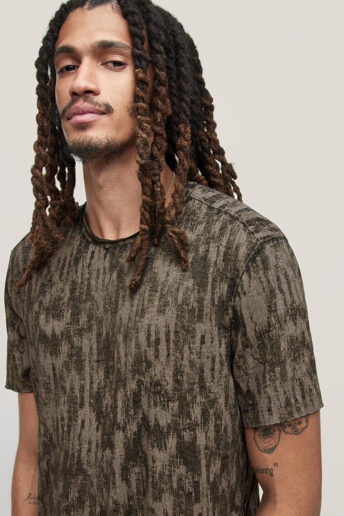John Varvatos Ramsey Ss Ikat Burnout Cr Kelp Taglia: S | Magliette basic Outlet | Uomo