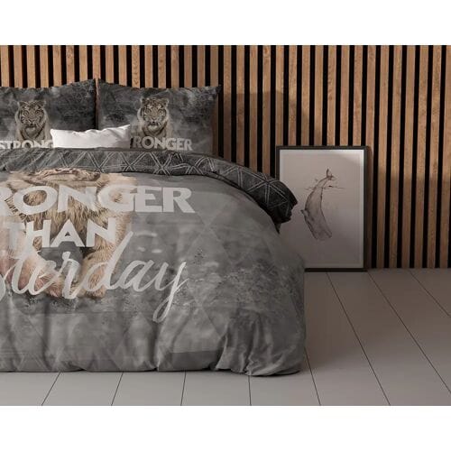 Sleeptime Dekbedovertrek Stronger Grijs - Lits-jumeaux 240 x 200/220 cm + 2 kussenslopen