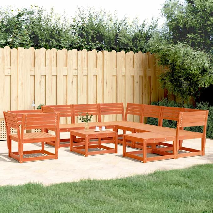 vidaXL - 8-delige - Loungeset - massief - grenenhout - wasbruin