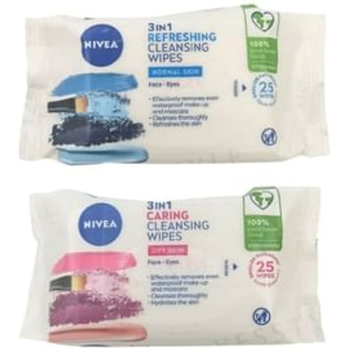 Nivea Biodegradeable Wipes 25s 3in1 Normal Skin (NIV455)