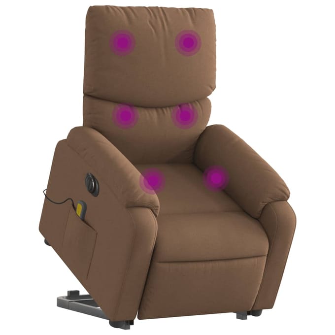 vidaXL - Sta-op-massagestoel - elektrisch - verstelbaar - stof - bruin