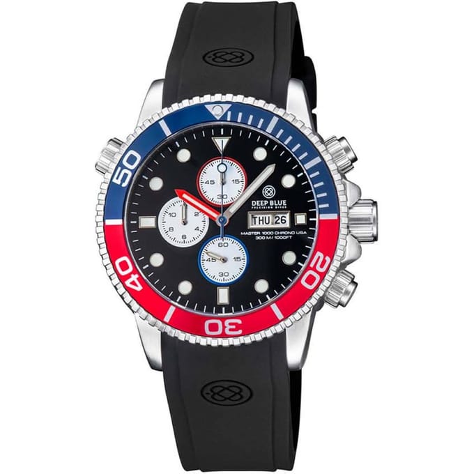 Deep Blue Master 1000 M1KUSACHRPEPBLKSTRP Chronograph Diver 45mm 20 ATM