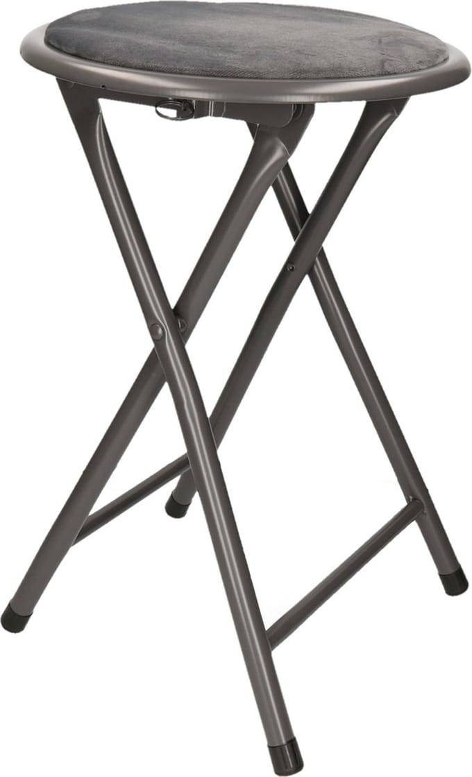 Excellent Houseware - bijzet krukje/stoel - Opvouwbaar - grijs - D30 x H45 cm