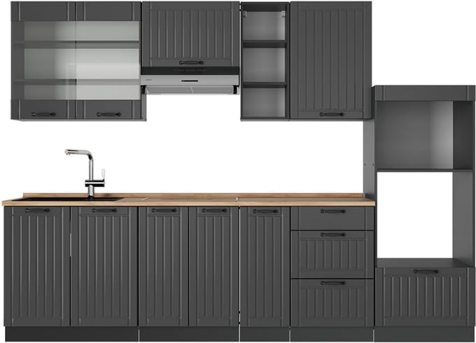 Vicco Fame-Line Complete keukeneenheid – 280 cm, WB Eik Donkergrijs