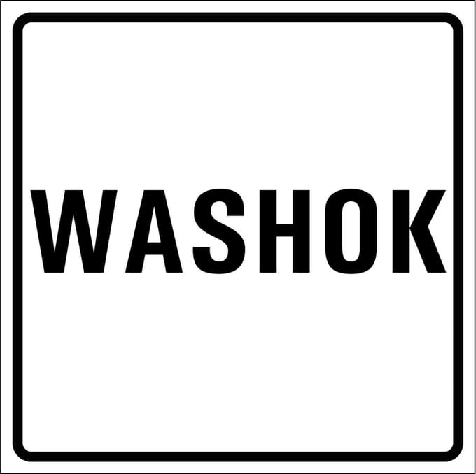 Washok sticker, wit zwart 150 x 150 mm