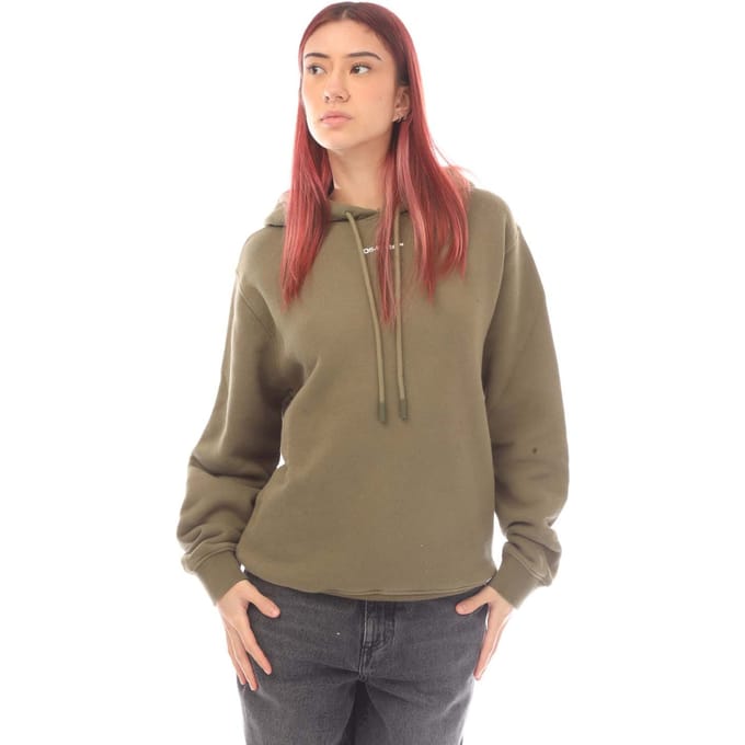 Women's Off White Flock Chine Flower Arrow Hoodie in Green