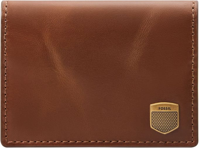 FOSSIL Leren Kaarthoes Hayes Card Bifold Brown Bruine