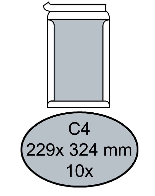 Quantore Bordrug Envelop C4 229x324mm, Zelfklevend, Wit, 10 stuks