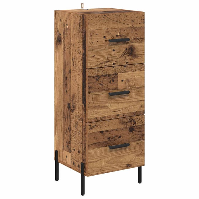 vidaXL - Dressoir - Oud - hout - 34 - x - 34,5 - x - 90 - cm - Bewerkt - hout
