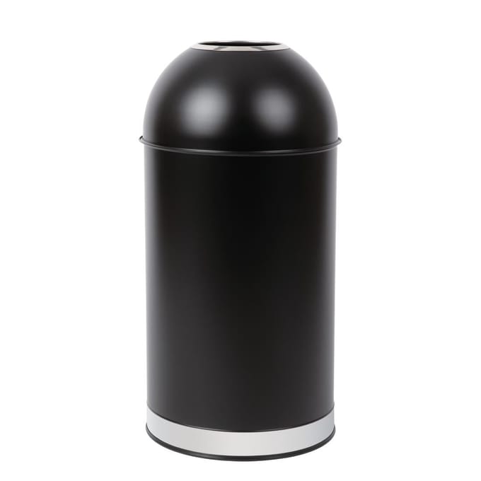 Bolero Zwart Stalen Afvalbak met Open Deksel - CW954