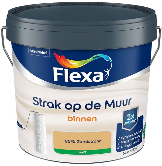 Flexa - Strak Op De Muur Binnen Mat - 85% Zandstrand - Mengverf - 5 L