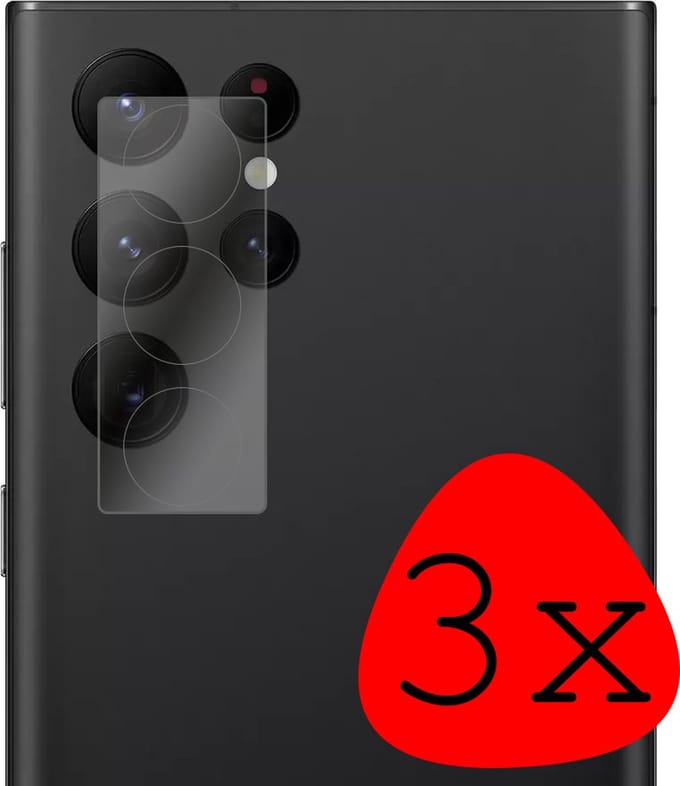 Camera Lens Protector - 3 Stuks Geschikt voor Samsung Galaxy S22 Ultra - Camera Screenprotector Beschermglas - Gehard Glas - Tempered Glass - Screen Protector