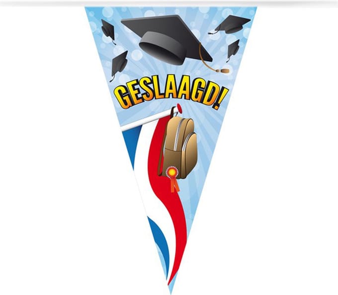 Vlaggenlijn - Vlaggetjes - Slinger - Geslaagd versiering - Afgestudeerd - Graduated - PVC - 10 meter