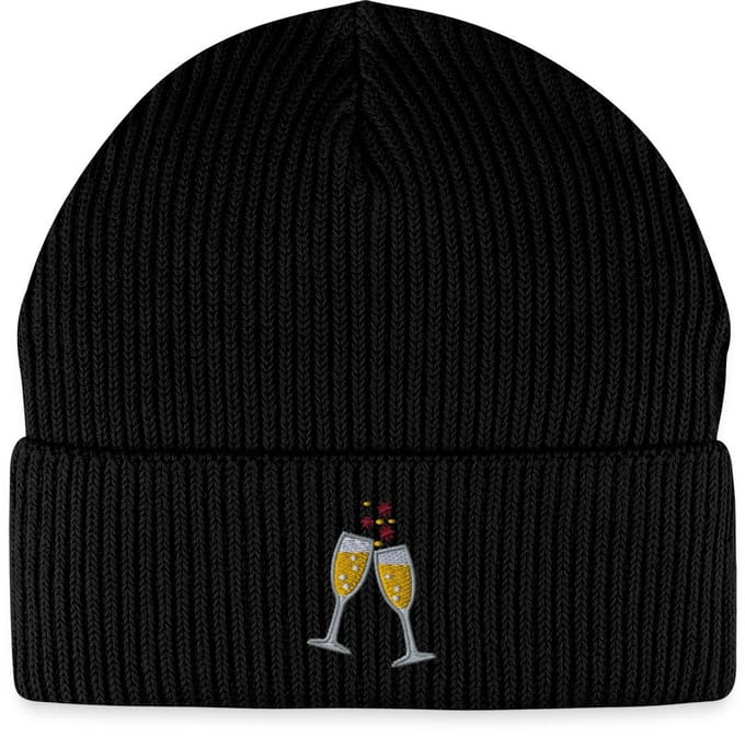 Geborduurde Champagneglazen Uniseks Bio Fisherman Beanie