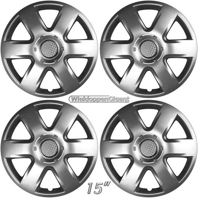 Wieldoppen set 15" passend voor OPEL COMBO zilver + chroom ring (0337)