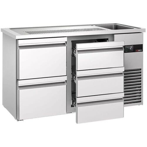 GGM Gastro Biertheke PREMIUM - 1550x700mm - 5 Schubladen Zilver