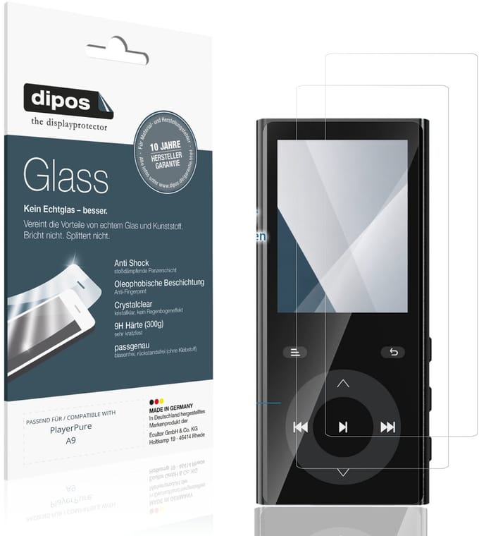 dipos – 2x Pantserfolie geschikt voor PlayerPure A9 | 9H Screenprotector