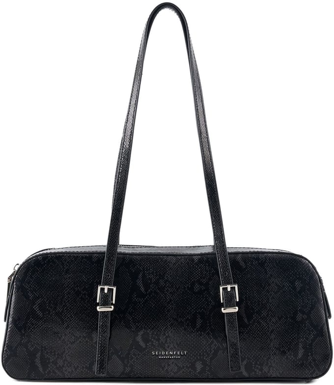 SEIDENFELT MANUFAKTUR schoudertas Lilleby Shoulder Bag Reptile Black zwart