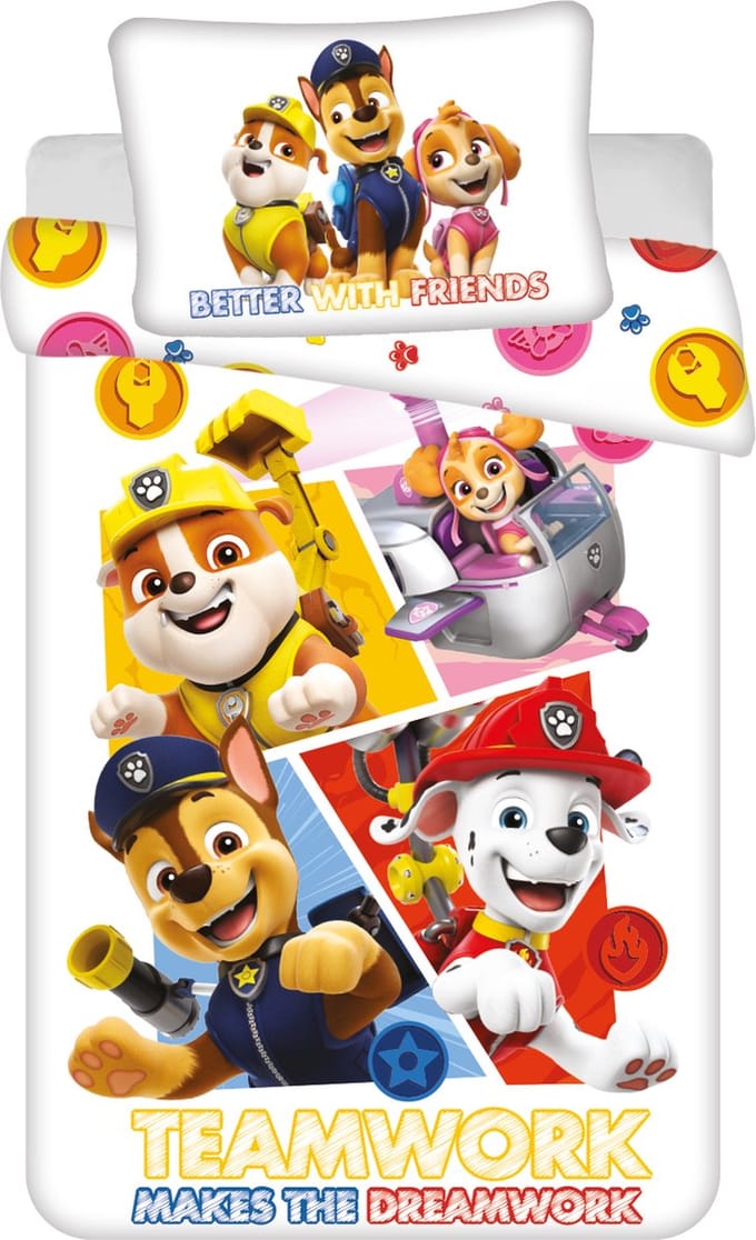 PAW Patrol - Dekbedovertrek - Wit - 135 x 100 + 40 x 60 cm - Kinderen
