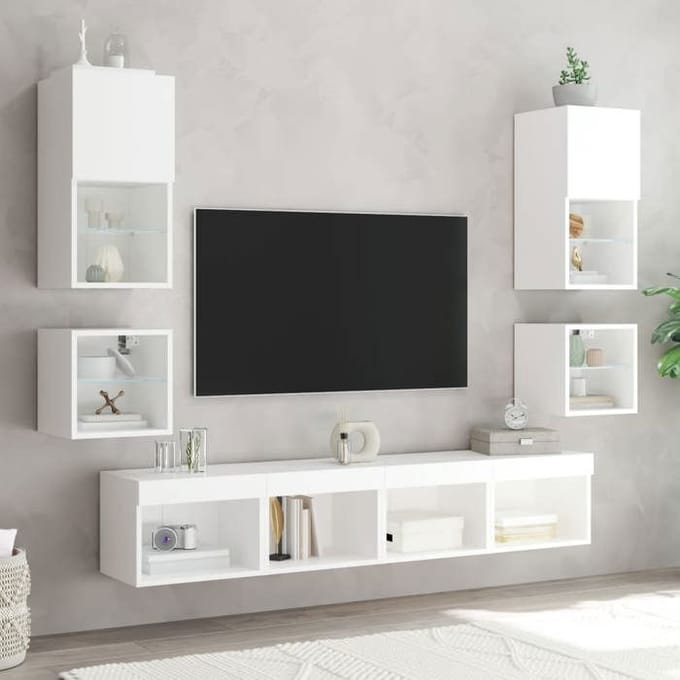 Maison Exclusive - Table de chevet murale avec lumières LED blanc blanc
