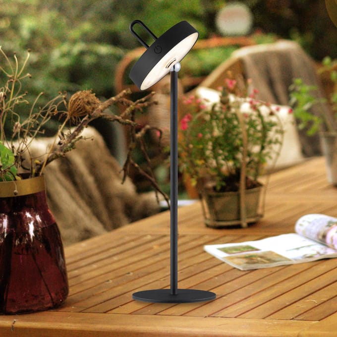JUST LIGHT. GmbH JUST LIGHT. Amag LED tafellamp, zwart, ijzer, IP44