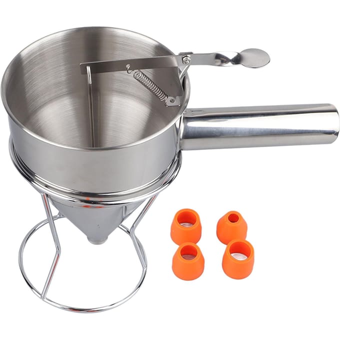 Beslagdispenser Roestvrij Staal Pannenkoekenbeslagdispenser met 18mm 4 STUKS Siliconen Mond voor L gray