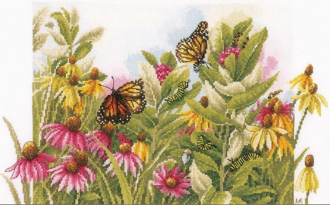 borduurpakket PN0179972 marjolein bastin, zonnehoedjes en vlinders