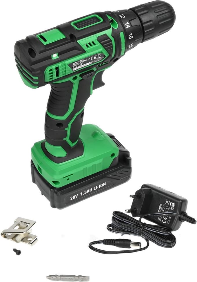 Hofftech Accu boormachine - LED-lamp - batterij-indicator - 20V - 1.3 Ah