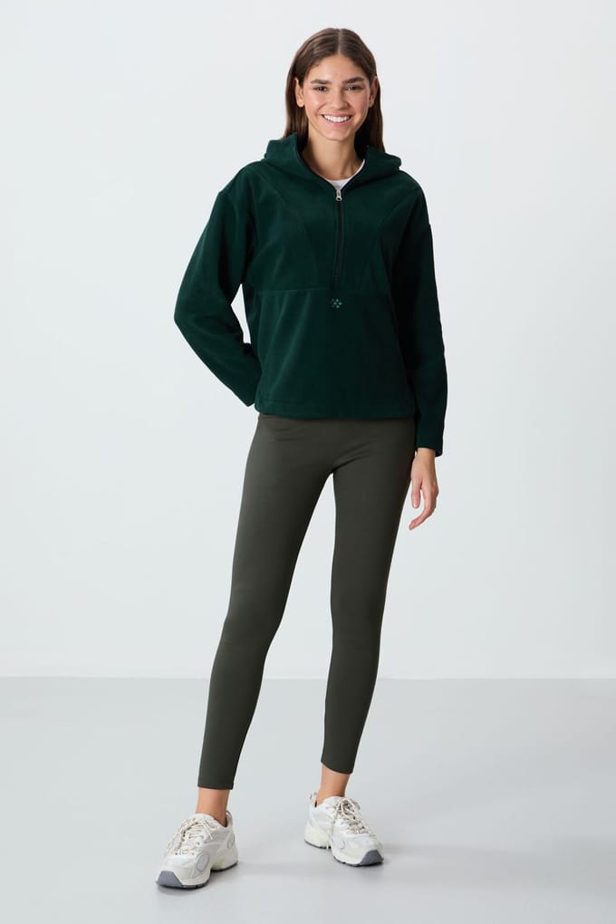 Oversized Pluche Half-rits Hoodie
