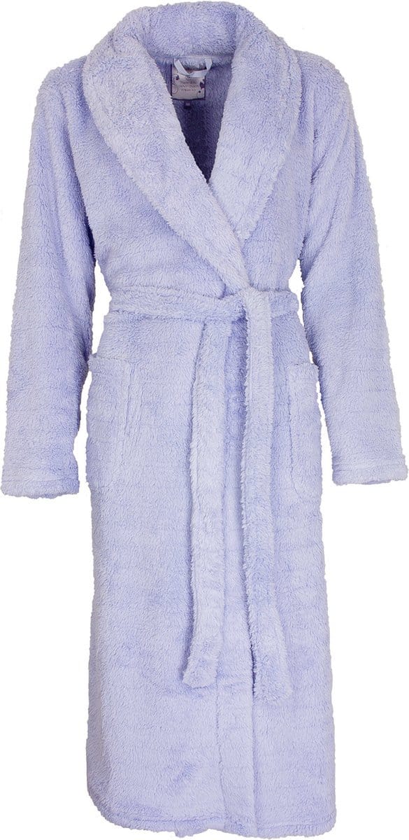 Tenderness Dames Badjas - Fleece - Sjaalkraag - Licht Blauw - Maat M