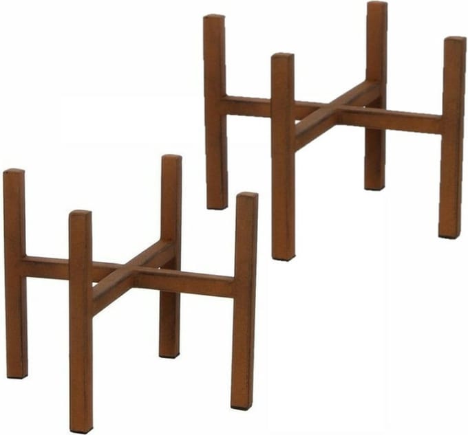 Mica Decorations - 2x stuks - bloempot plantenstandaard/verhoger - roest - H16 x B16 cm