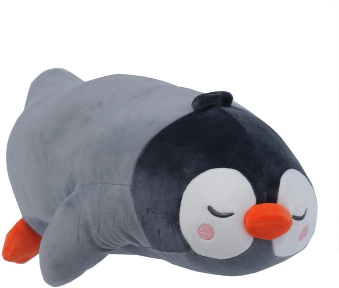 UNUS® Pinguin knuffelkussen zijslaapkussen 50cm grijs
