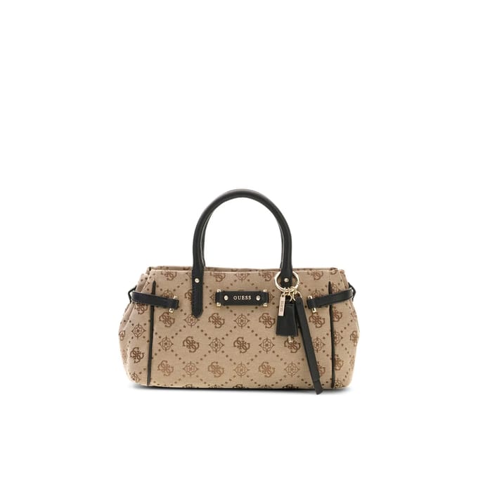 GUESS handtas schoudertas Dorothy Girlfriend Satchel Latte Logo / Black Lichtbruin