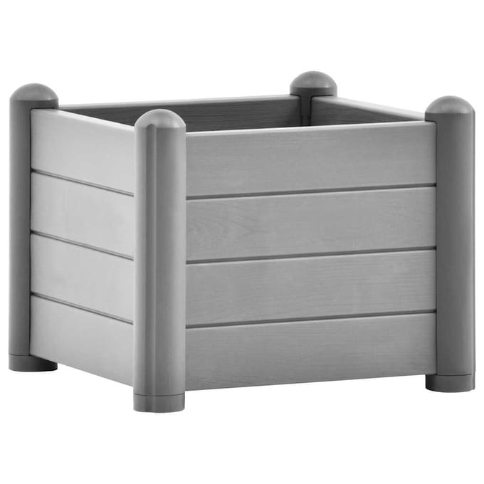 vidaXL - Plantenbak - verhoogd - 43x43x35 - cm - PP - steengrijs