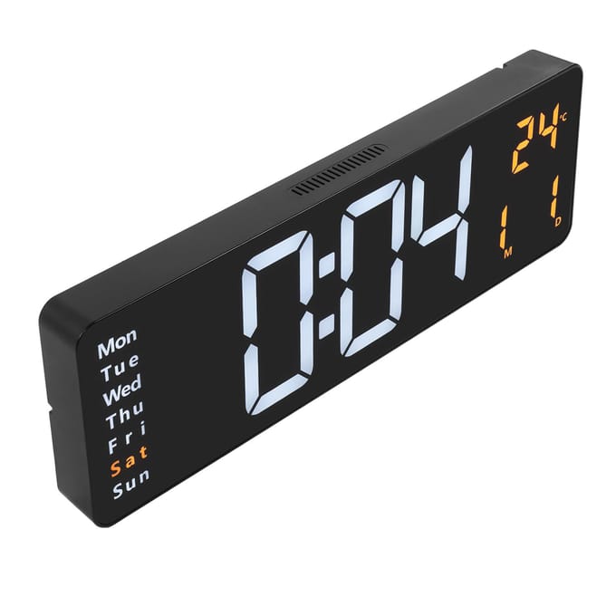 LED Digitale Klok Groot Scherm Wandklok met Afstandsbediening 10 Niveaus Instelbaar white