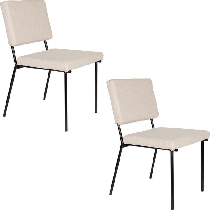 Zuiver Fellow Eetkamerstoelen Off-White - Set van 2
