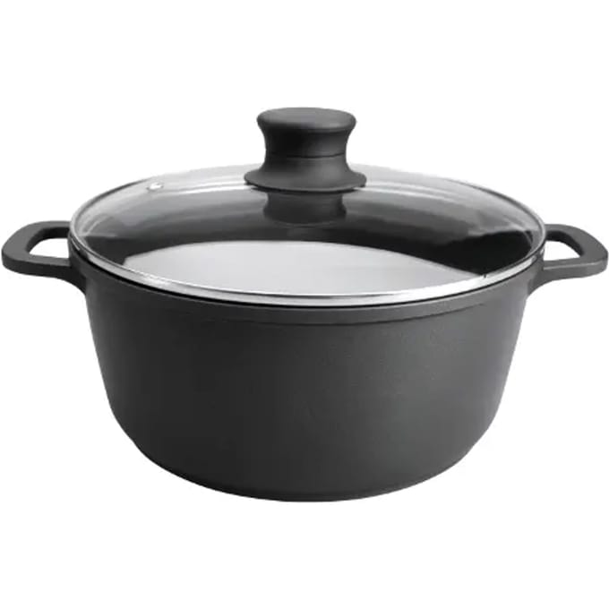Aluminium steelpan met deksel van gesmolten glas Lacor Titanium Pro D.16 cm