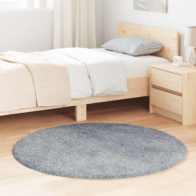 vidaXL - Hoogpolig - vloerkleed - NAVARRA - 120x120 - cm - polyester - lichtgrijs
