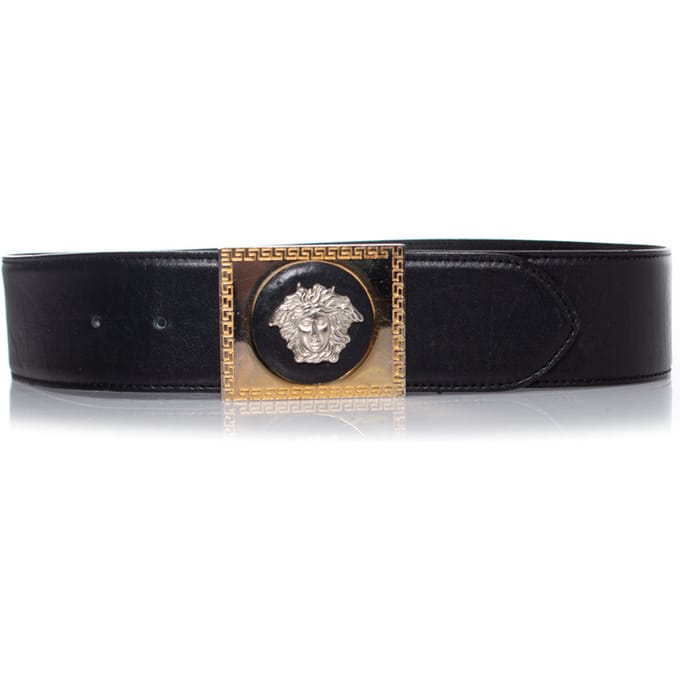 Gianni Versace zwarte leren riem met medusa gesp