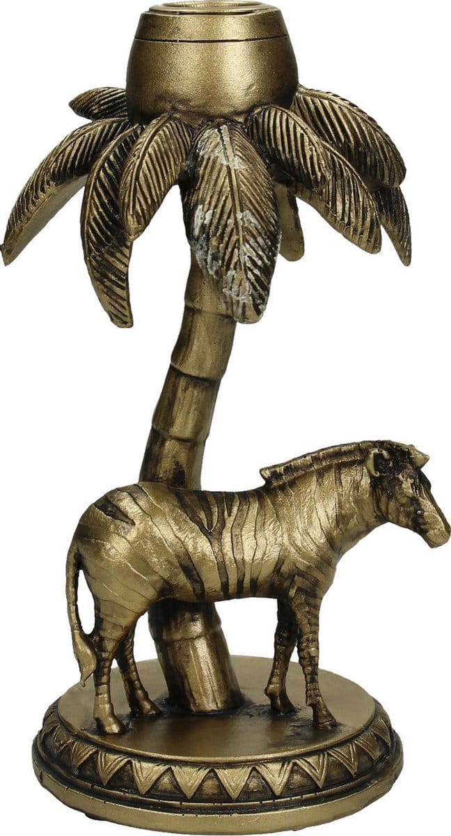 Wants & Needs - Kandelaar - Zebra - Palmboom - Goud - Polyresin