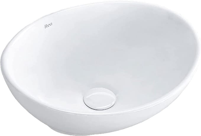 Wastafel Ovaal Keramiek Wit - Compact Opzetmodel voor Gastentoilet
