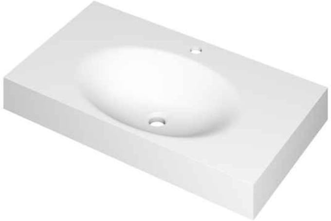 INK Smooth Wastafel Polystone Centraal met 1 Kraangat - 800x450x90 mm - Mat Wit