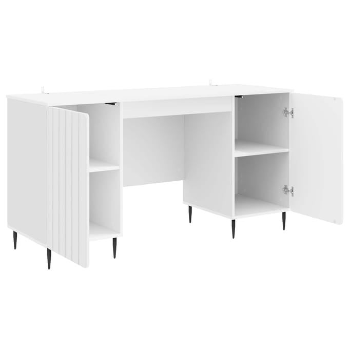 vidaXL - Bureau - Hoogglans - Wit - 142,5 - x - 50 - x - 75 - cm - Bewerkt - hout