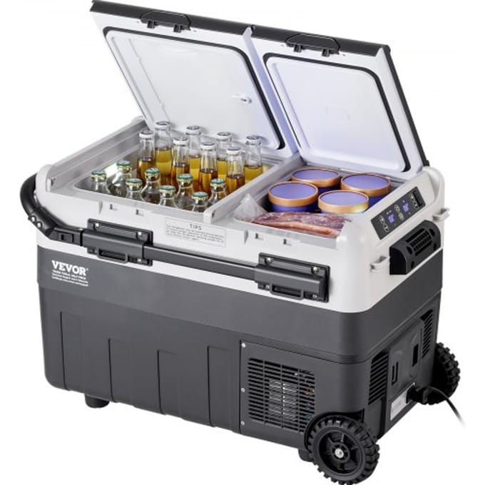 VEVOR Draagbare Autokoelkast, 12 Volt Autokoelkast, 50L Draagbare Dual-Zone Vriezer, Instelbare Temperatuur, Compressor Koeler voor Thuis, Buiten, Camping, Camper, Auto
