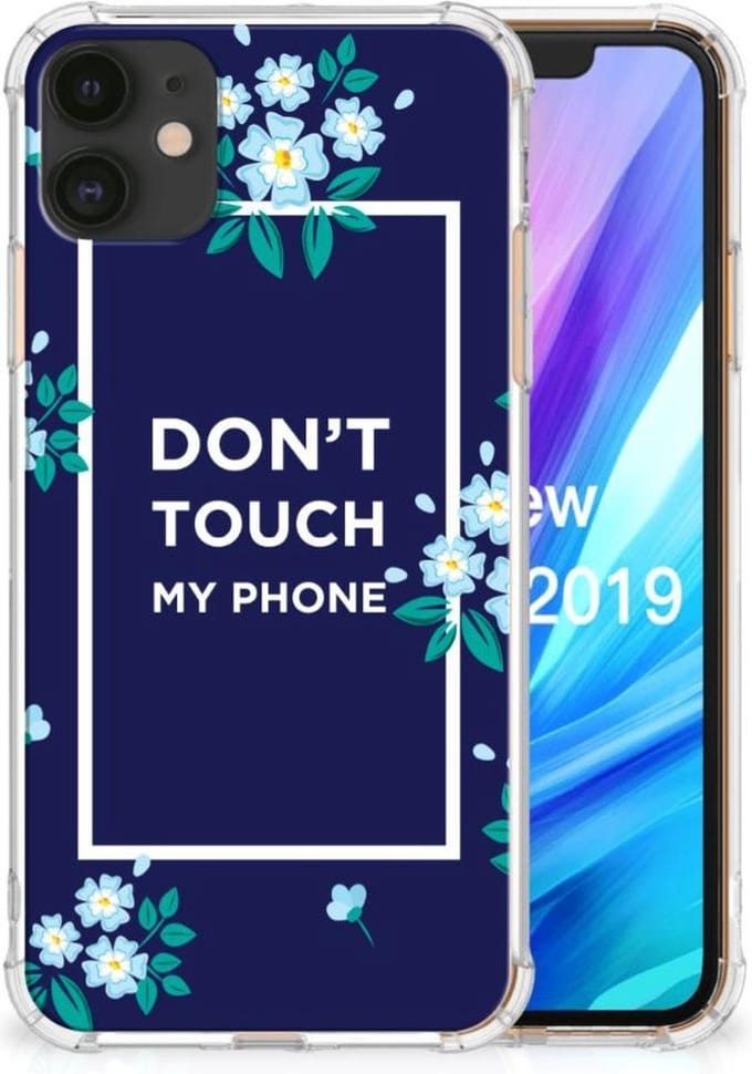 Apple iPhone 11 Anti Shock Case Flowers Blue DTMP