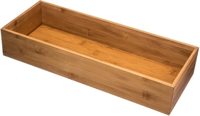 5Five Bestekbak/keuken organizer - 1-vaks - Tidy Smart - bamboe hout - 38 x 15 x 7 cm