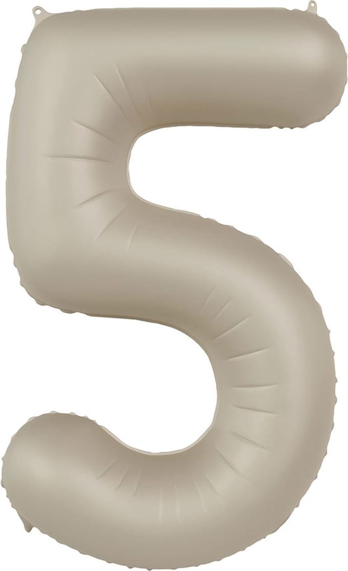 Folieballon Cijfer 5 - Creamy Latte - Ultra Matt - 86 cm