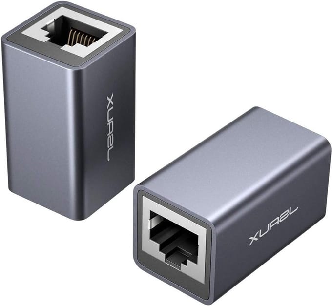 LAN Kabel Verlenging 10 Gigabit, Ethernet Adapter voor Netwerkverbinding, RJ45 Coupling voor Cat 8/7/6/5/5e - 2 Stuks